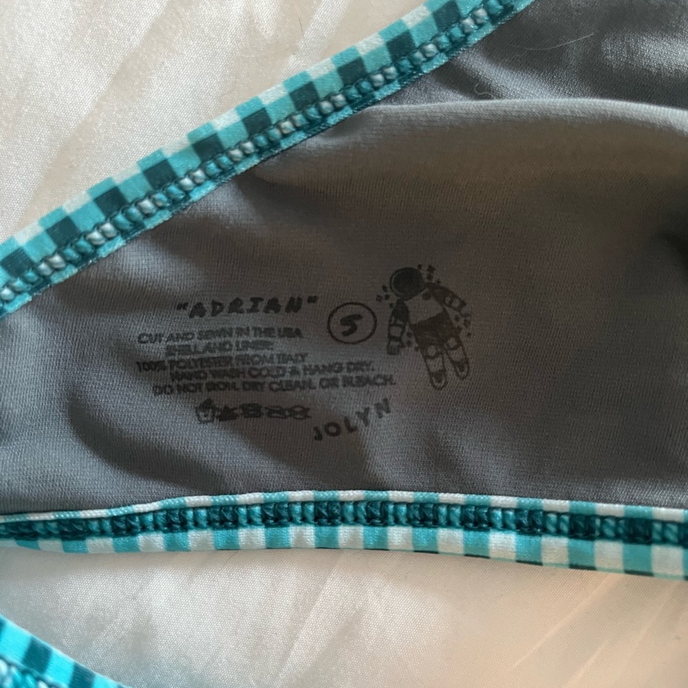 Barely worn Jolyn Adrian Bikini Top! Size small, Blue Gingham print.